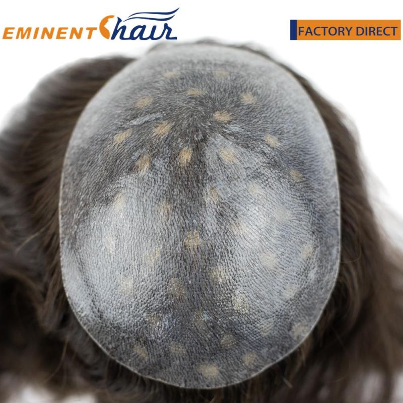 Human Hair Natural Effect Full Skin Women′s Toupee