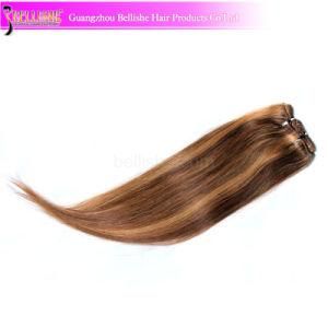 Factory Wholesale Price Clip in Hair Extension P6/27 7PCS Indian Human Hair