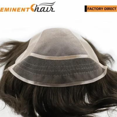 Wholesale Human Hair Lace Front Toupee in Dark Brown
