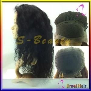 Black Color Swiss Lace Malaysian Deep Wave Virgin Hair Lace Wig