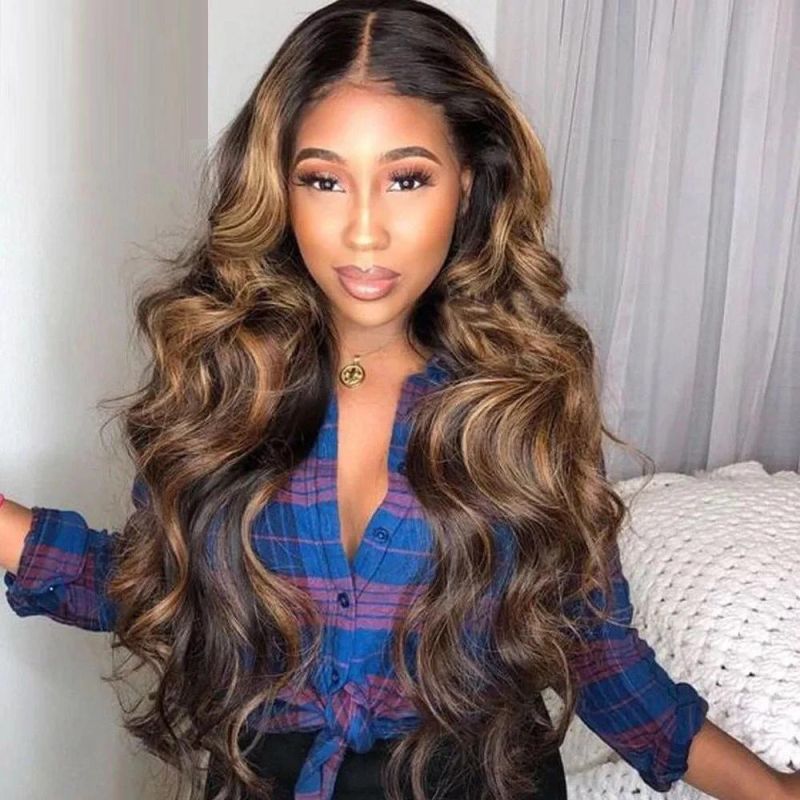 Kbeth Brown Color Human Hair Wigs for Black Women Best Gift 2021 Trendy Sexy 100% Virgin Remy 13X6 HD Full Lace Frontal Body Wave Wig Supplier