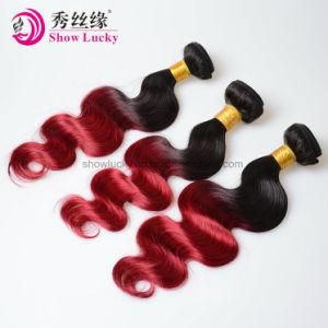 Popular Style Raw Original Ombre Color 1b/Fresh Red Indian Remy Human Hair Weaving Body Wave Cabelo Online