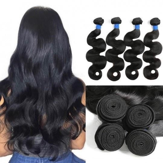 Body Wave Bundles Human Hair Brazilian Natural Black Hair Weave 4 Remy Human Hair Bundles Deals for Black Women Hair Extensions
