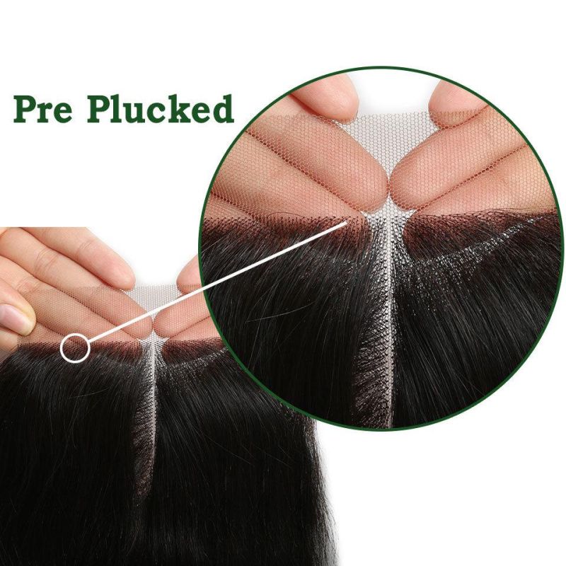 Two Tones Ombre Human Hair 4 Bundles with Closure 1b Green Body Wave Hair Weave with Closure Dark Roots Non-Remy