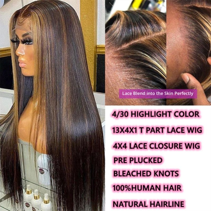 4/27 Highlight Wig Brazilian Straight Wig 4/30 Highlight Lace Front Human Hair Wigs Honey Blonde Ombre Remy Lace Front Wig