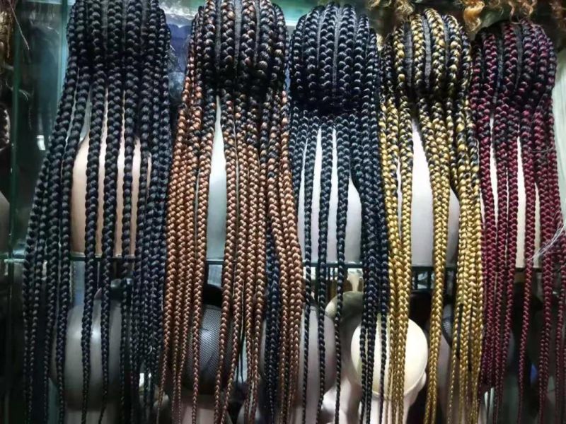 Hand Braided Synthetic Lace Front Cornrow Wigs 11 Long Ponytails Soft Lace Frontal Twist Braided Wigs with Baby Hair