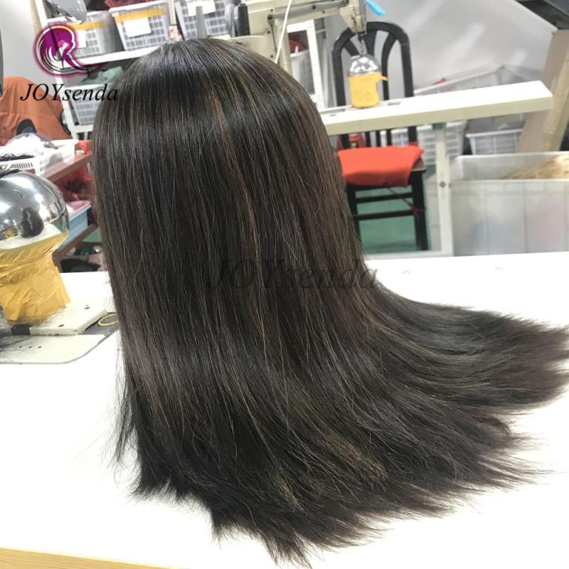 Original Factory Dark Brown Color Highlight European Human Hair Natural Skin Kosher Wigs Silk Scalp Top Jewish Wigs /Kosher Wig