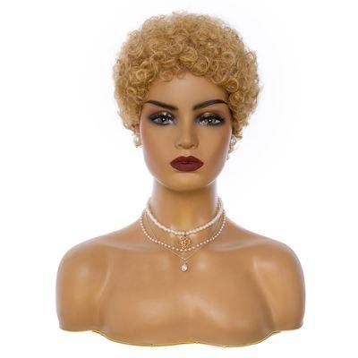 Light and Dark Brown Color Pixie Cut Wigs Short Hair Wig Heat Resistant Fiber Synthetic for Black Women