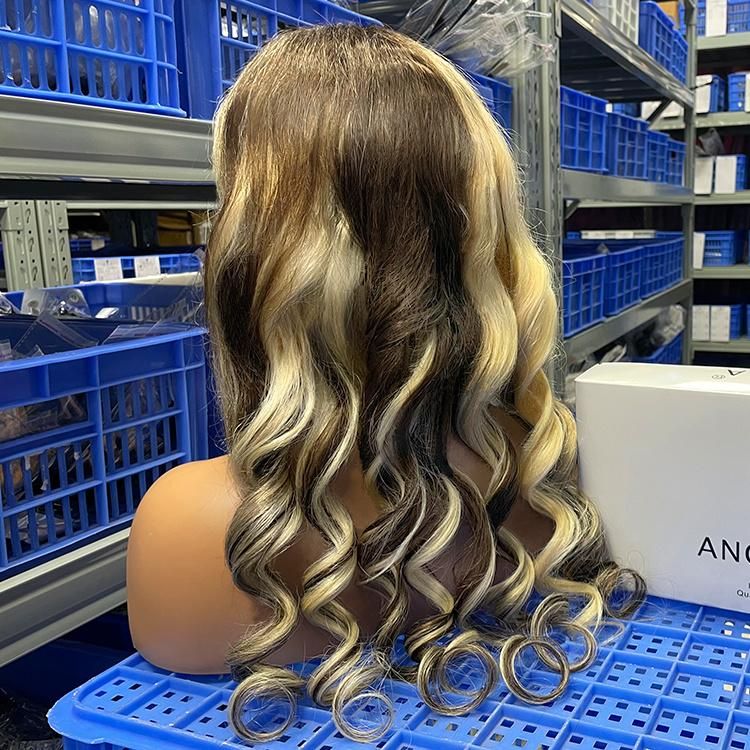 Wholesale Lace Front Wig Highlight Spring Wave Loose Wave Human Hair Lace Wig Custom Brazilian Virgin Hair Wig