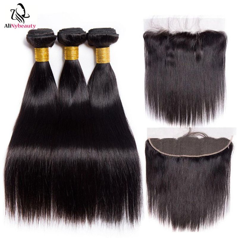 Wholesale Straight Indian Virgin Hair Top Lace Frontal with Bundles