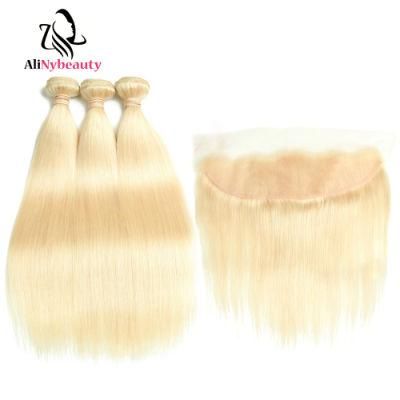 Factory Direct Indian Blonde 613 Straight Bundles with Frontal Virgin Human Hair