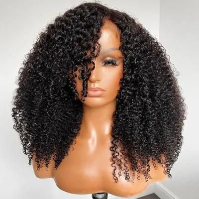 Wholesale 150 Density 4X4 Transparent Lace Kinky Curly Lace Front Wigs Human Hair