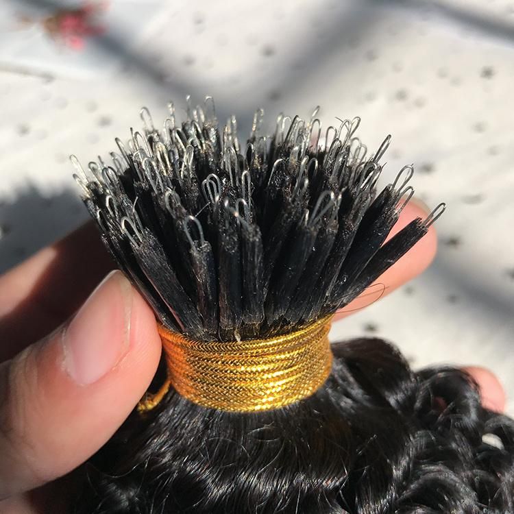 Wholesale 100% Human Hair 3mm Kinky Curly Nano Rings Brazilian Hair Extension