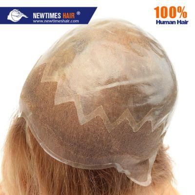 Customized Clear PU with Natural Lace Front Blond Remy Human Hair Wig