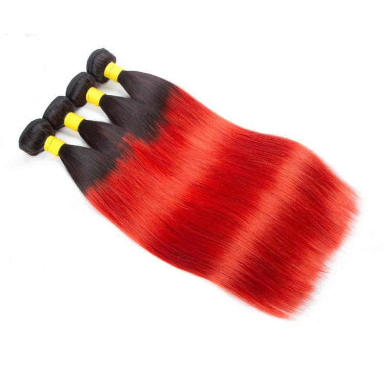 Brazilian Ombre Human Hair Bundles Straight Hair Extension #T1b/Red