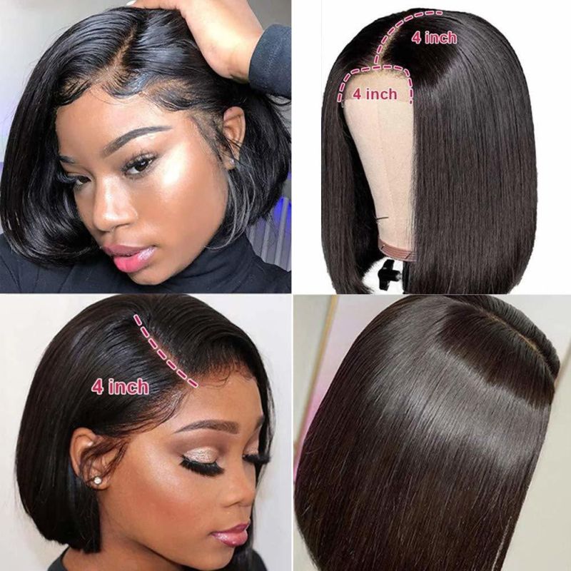 Short Bob Wigs Lace Front Wigs 4X4 Lace Closure Straight Bob Wigs for Black Women Pre Plucked with Baby Hair Remy Hair