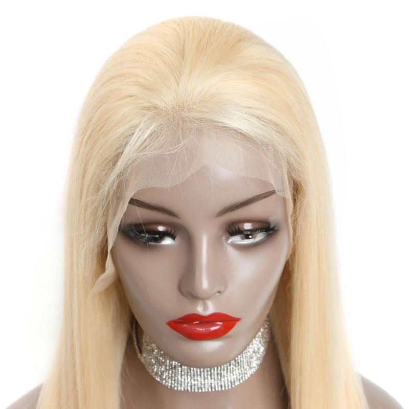 Lace Frontal 13X4 Wig Human Hair Pre Plucked Long Brazilian Straight Blonde Color HD Glueless Full Lace Wigs 28 Inches