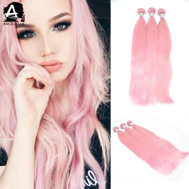 Angelbella New Design 100% Virgin Remy Human Hair Suppliers Pink Color Remy Chinese Hair Weaving