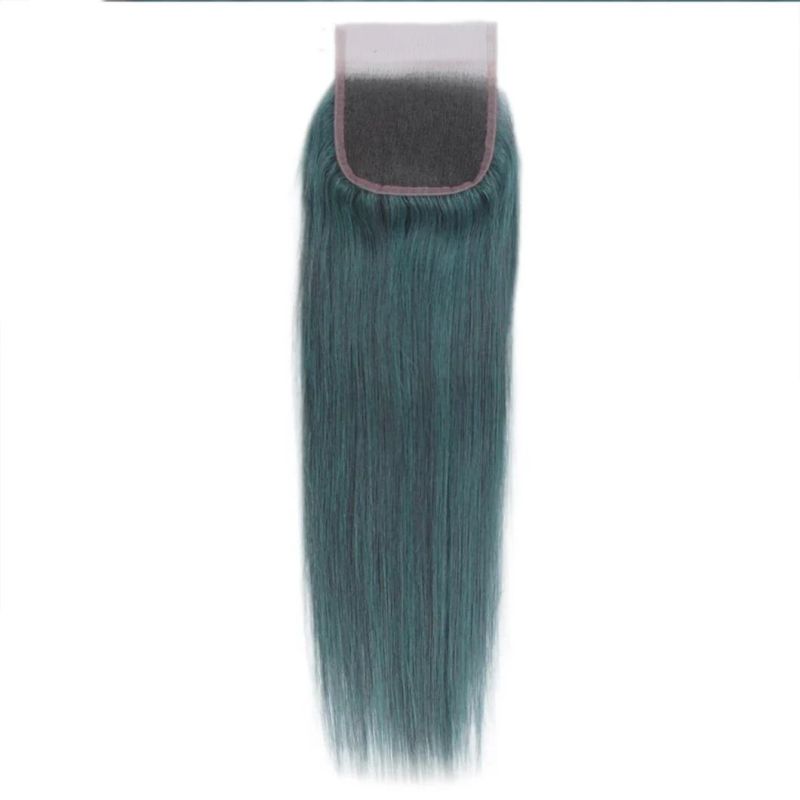 Blue Bundles with Closure Brazilian Human Hair Straight Remy Human Hair Bundles S Blue with Closure for Woman
