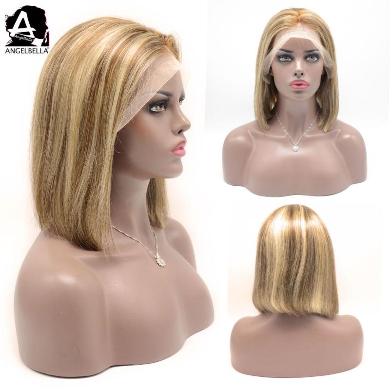 Angelbella Wholesale Price Top Quality Highlight 4# 27# Wigs Raw Indian Remy Human Hair Frontal Wigs