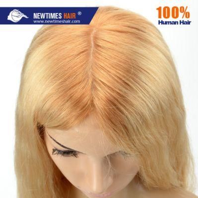 Custom Made Lace with Silk Top Natural Parting Human Hair Toupee for Women
