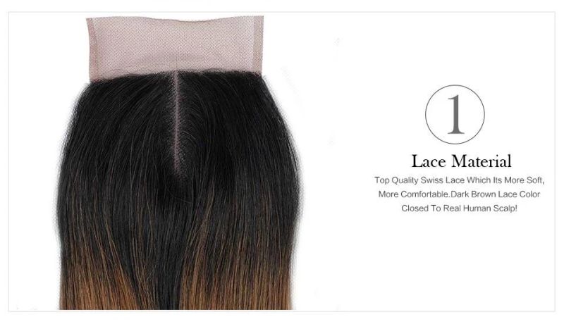 Women Hair 4X4 Lace Closure Brazilian Straight Wave T1b/30 Lace Closure Remy Human Hair Extensions