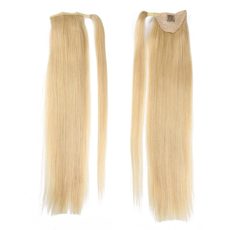 Double Drawn Remy Brazilian 100% Human Hair Wrap Around Drawstring Ponytail