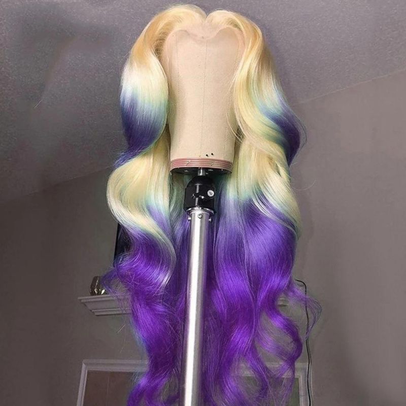 T613 Yellow Pink Red Green Purple Blue Wig Body Wave Lace Front Wig Virgin Lace Front Brazilian Human Hair Wigs for Women Omber Lace Wig 30 Inches