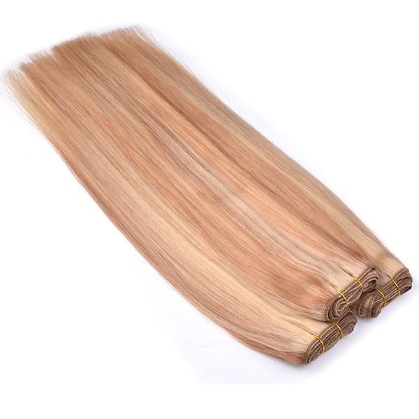 Highlight Blond Color P18/613# Indian Remi Human Hair Machine Weft