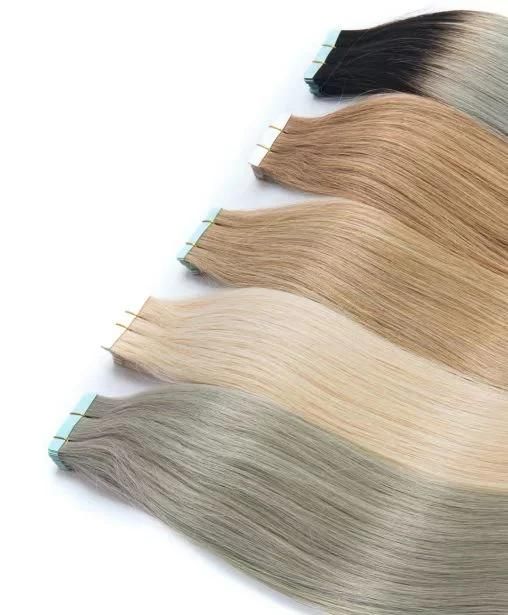 Blond Virgin Human Double Drawn Cuticle Aligned Remy Russian Ombre Tape in Hair Extensions