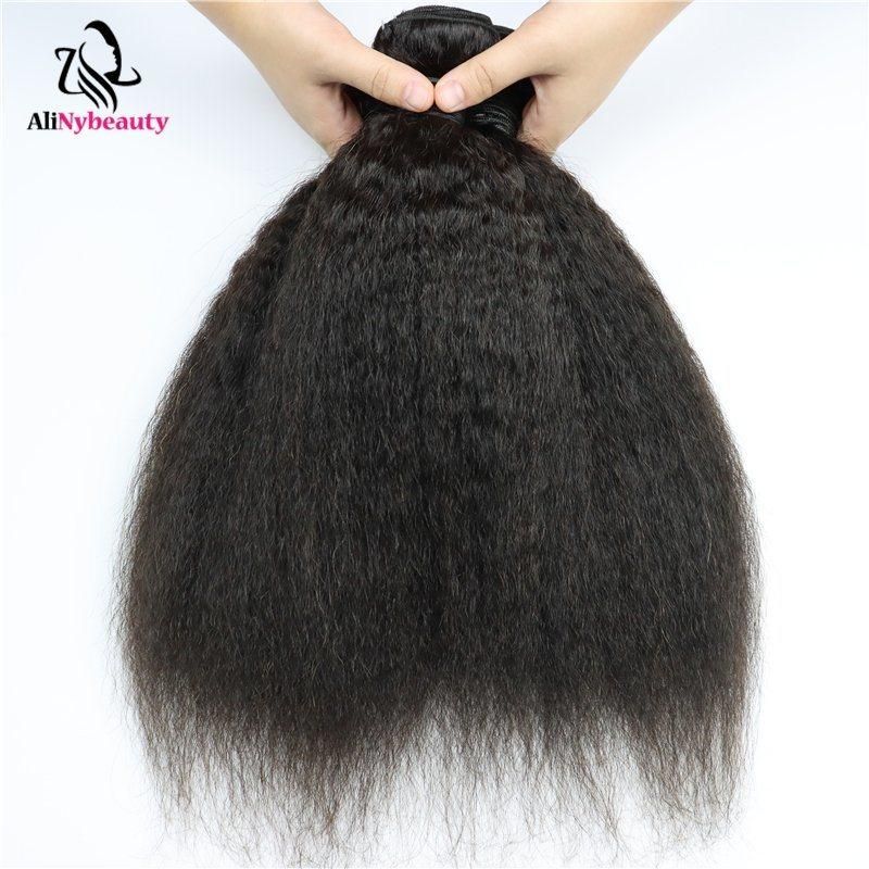 Alinybeauty Wholesale 100% Virgin Human Hair Cuticle Aligned Natural Color Bundle Yaki Straight Kinky Straight Hair Bundles