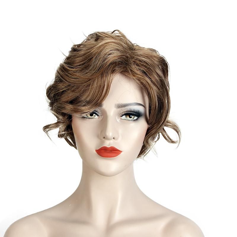 Synthetic High Temperature Fiber Short Curly Hair Wig for Women