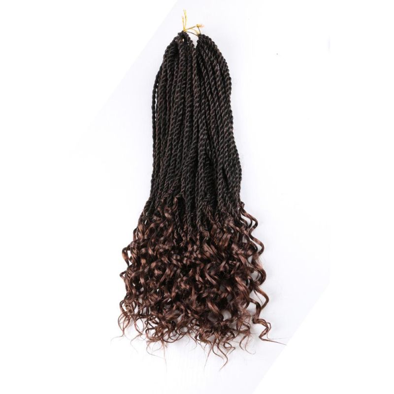 Ombre Brown Senegalese Twist Crochet Braiding Hair with Curly Ends Hair Extension Dreadlocks