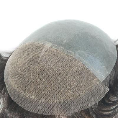 Transparent Skin with French Lace Front Natural Toupees Hairpiece