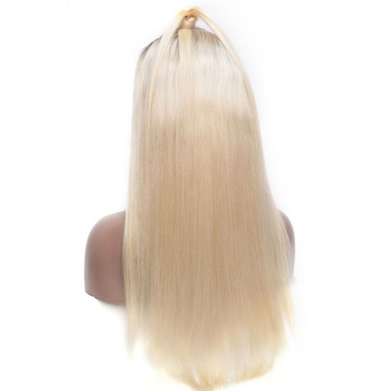 613 Lace Frontal 13X4 Wig Human Hair Pre Plucked Long Brazilian Straight Blonde Ombre Color HD Glueless Wigs 20 Inches
