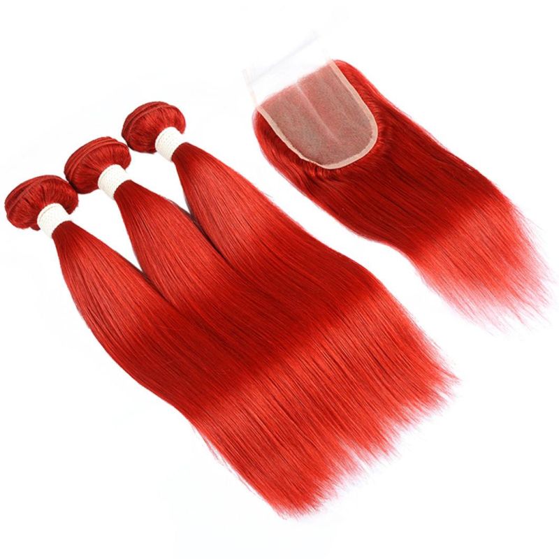 Red Bundles 99j Burgundy Straight Hair Brazilian Human Hair Bundles with Closure 10-30 Inches