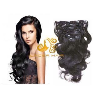 Body Wave 1b off Black 8&quot;-30&quot; Remy Human Brazilian Hair Clip Hair Extension in Stock
