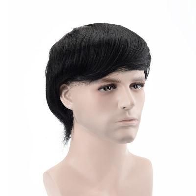 Thin Skin Base Single Split Knots Human Hair Wig for Men