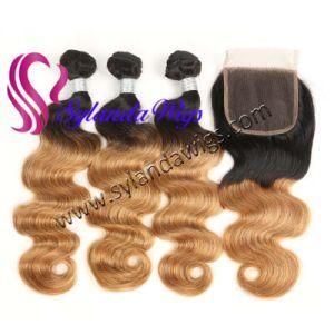3 Bundles+4&quot;X4&quot; Lace Closure Body Wave #1b-27 Remy Human Hair with Free Shipping