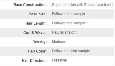 Super Thin Skin V-Looped Women Hair Replacement Systems with Lace Front