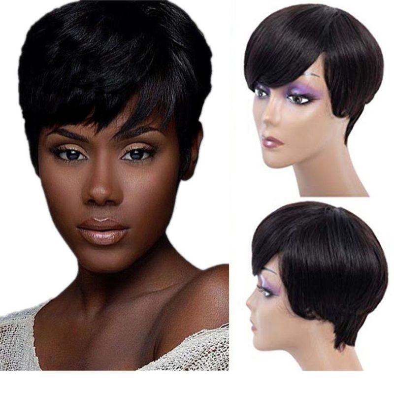 Short Human Hair Wigs Short Pixie Cut Wigs Short Brazilian Virgin Human Hair Wigs for Black Women Natural Black Wig