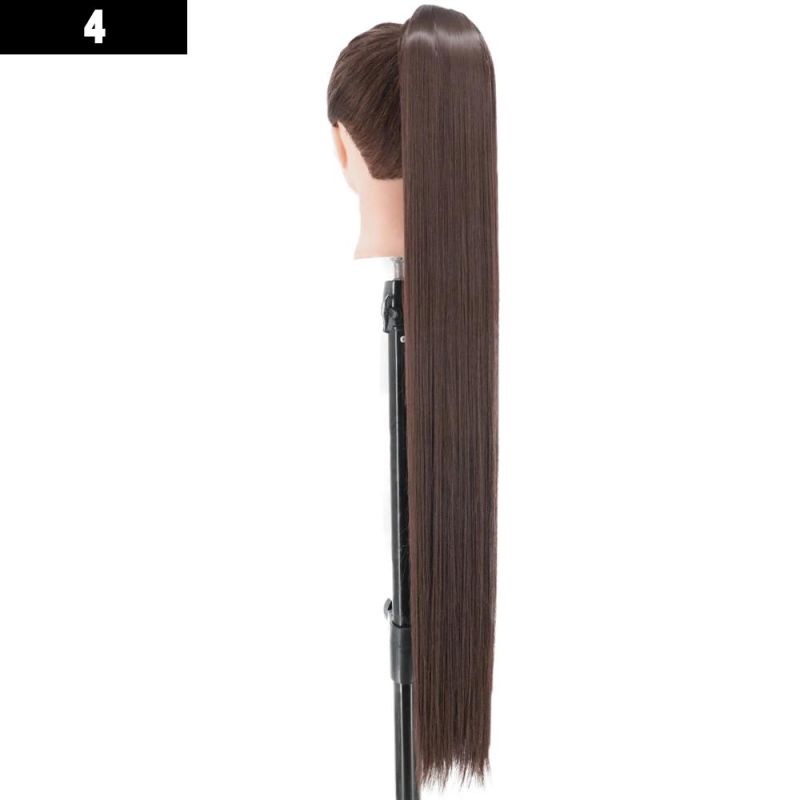 Synthetic Long Straight Wrap Around Clip in Ponytail