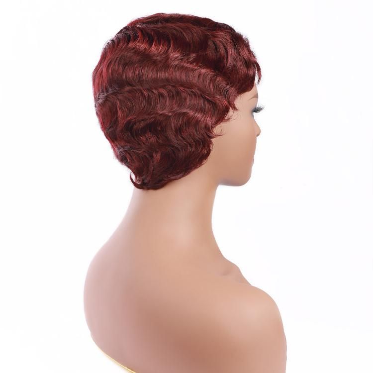 Wholesale Remy Natural Human Hair Wigs Pixie Cut Short Wig #99j