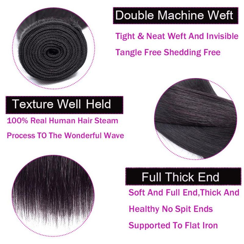 Alinybeauty 10A Virgin Human Hair 3 Bundles with Lace Frontal