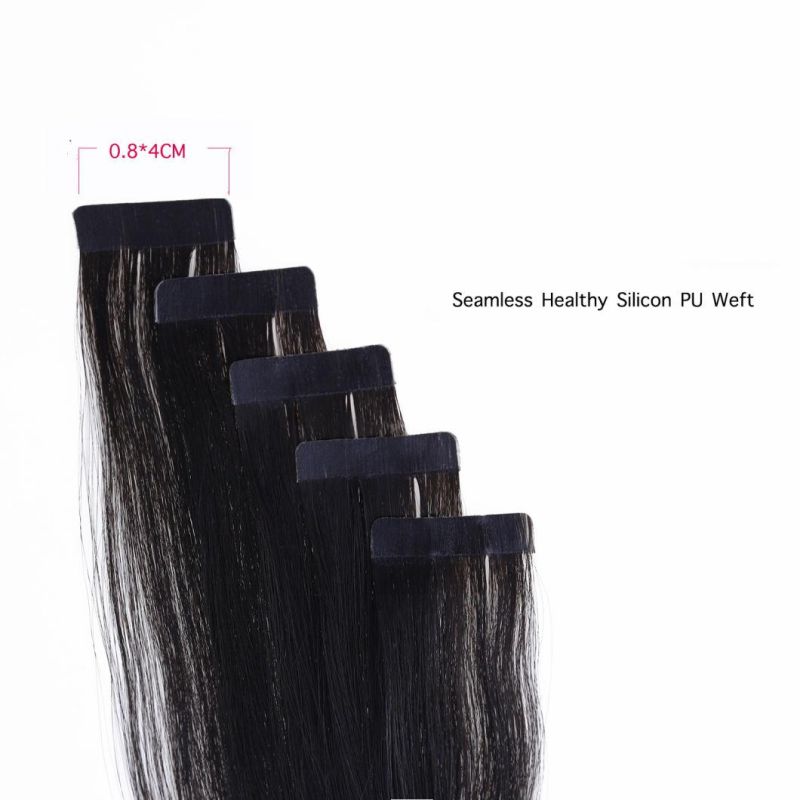 Hair for Woman Tape in Hair Extensions Remy Human Hair 100g/Pack 40PCS Straight Seamless Skin Weft (Color 1B Off Black)