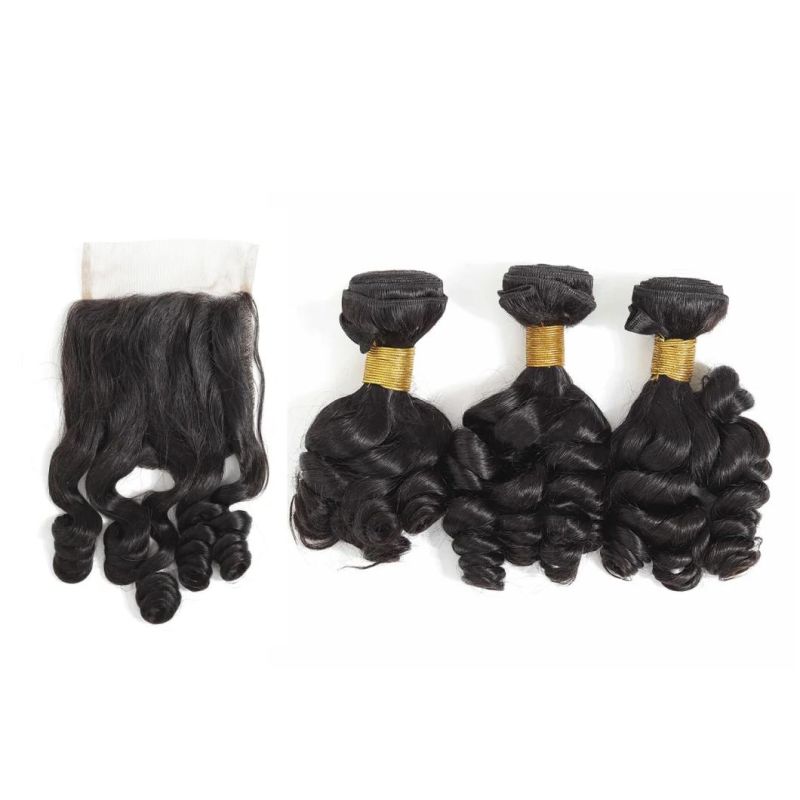 Luxury Hair Bouncy Hair Bundle with Lace Closure 180% Hair