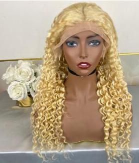 Double Drawn Human Hair Wigs Color Curly Wave Lace Front Wig Blonde Virgin Hair Wigs