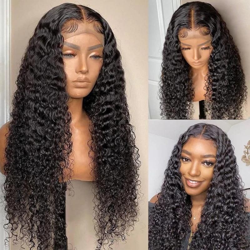 Freeshipping Deep Wave Closure Wig Lace Frontal Wigs Deep Wave Frontal Wig Part Long Wavy Hair in The Middle Wig Dropshipping Wholesale