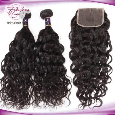 Natural Wave Lace Closure Hair Bundles Unprocessed Human Hair Wave