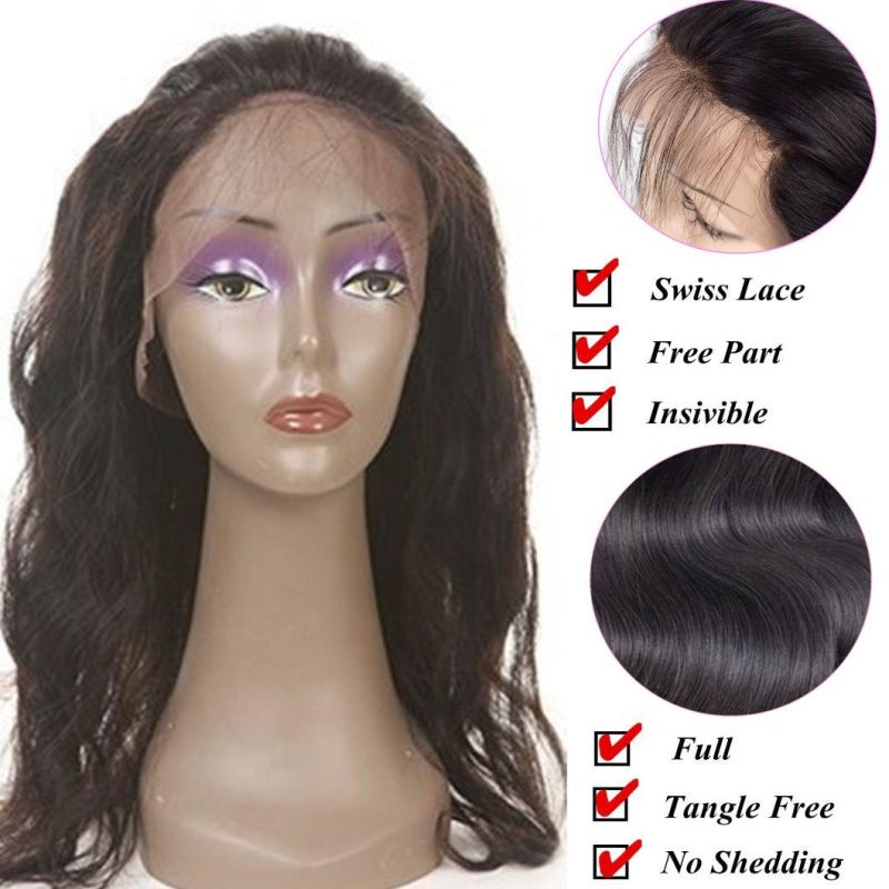 360 Lace Frontal Closure Brazilian Body Wave Closure Free Part Baby Hair Around Remy Human Hair